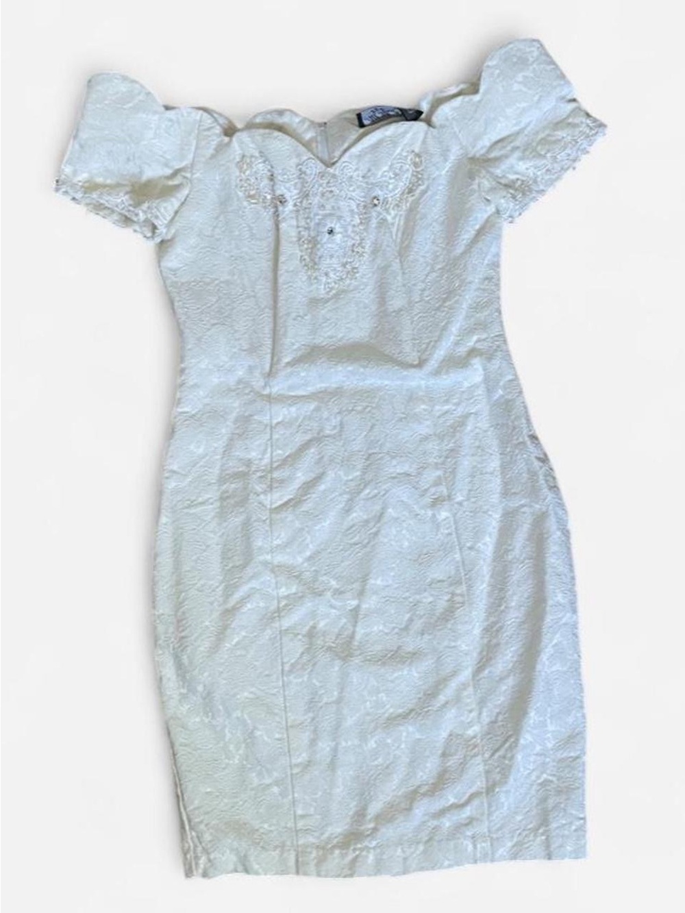 VTG 90s All That Jazz Off Shoulder Pearl Mini Dress